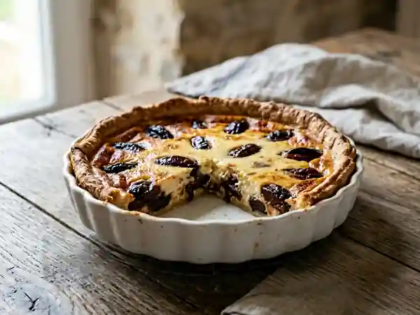Délicieuse tarte aux pruneaux et fromage blanc : douceur fruitée et fraîcheur lactée - Photo de présentation