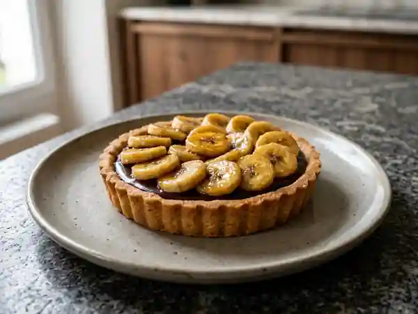 Délicieuse tarte choco-banane fondante pour une personne - Photo de présentation