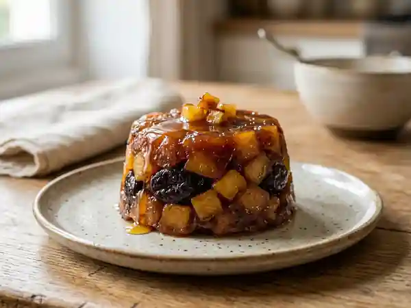 Timbale fondante aux pruneaux et pommes miel - Photo de présentation