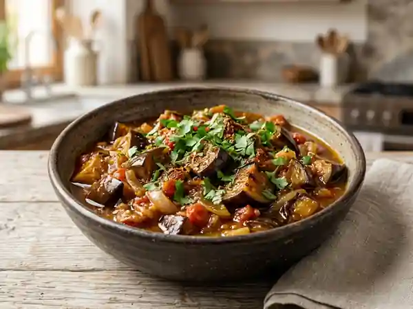 Aubergines fondantes aux épices orientales - Photo de présentation