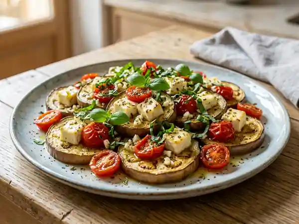 Délicieuses Aubergines Rôties à la Feta et Herbes Méditerranéennes - Photo de présentation
