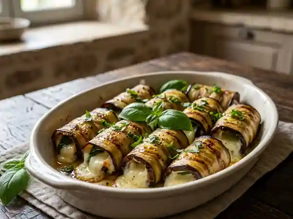Délicieuses Aubergines Roulées à la Mozzarella Fondante - Photo de présentation