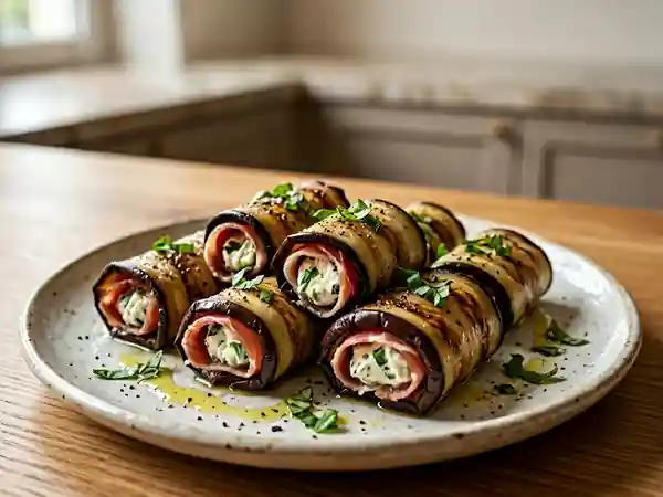 Délicieuses Aubergines Roulées au Jambon Cru : Recette Facile et Gourmande - Photo de présentation
