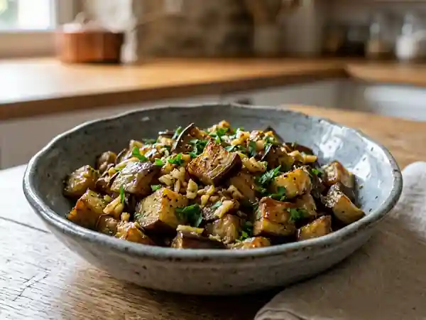 Aubergines fondantes à l'ail et persillade - Photo de présentation
