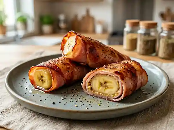 Délicieuses Bananes Enveloppées au Jambon et Moutarde - Photo de présentation