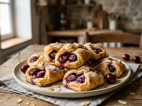 Délicieuses bouchées gourmandes aux cerises fraîches - Photo de présentation
