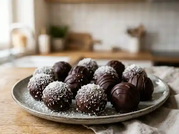 Boules de coco fondantes au chocolat craquant - Photo de présentation