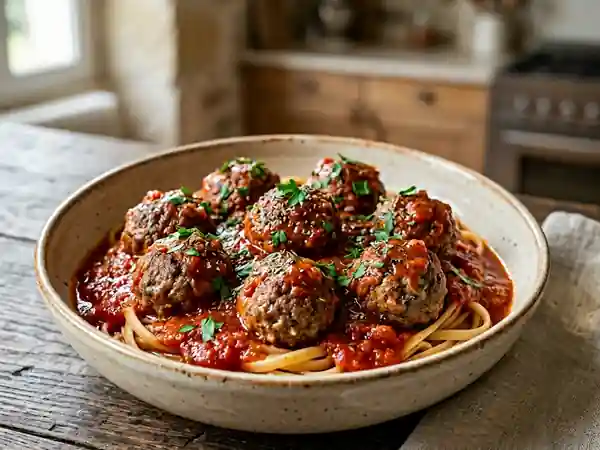 Boulettes de bœuf fondantes à la sauce tomate - Photo de présentation
