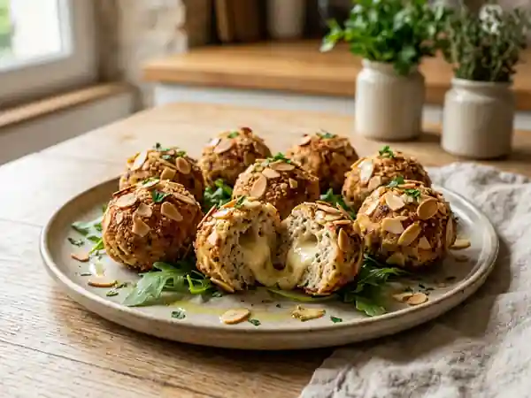 Boulettes poulet-fromage au croquant d'amandes - Photo de présentation