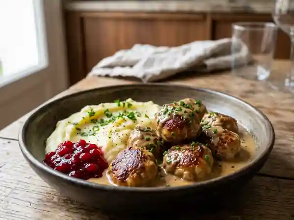 Délicieuses boulettes de viande à la suédoise traditionnelles - Photo de présentation