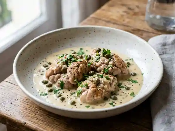 Cervelles de veau fondantes au beurre et câpres - Photo de présentation