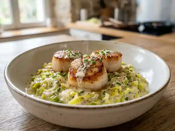 Délicieuses Coquilles Saint-Jacques aux Poireaux Fondants - Photo de présentation