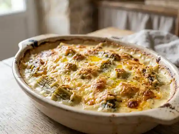 Délicieuses côtes de blettes gratinées au fromage - Photo de présentation