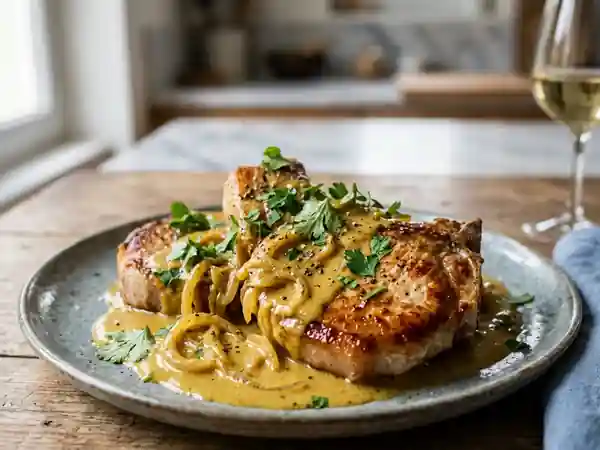 Côtes de porc crème de curry fondante - Photo de présentation