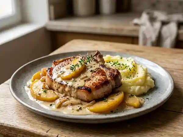 Délicieuses Côtes de Porc à la Crème et Pommes Fondantes - Photo de présentation