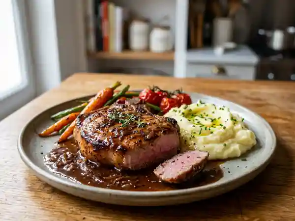 Côtes de porc au Cognac et échalotes fondues - Photo de présentation