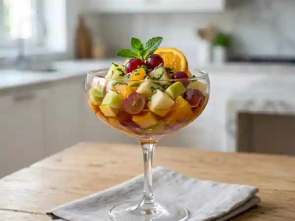 Délicieuses Coupes de Fruits Frais au Sirop de Xérès - Photo de présentation