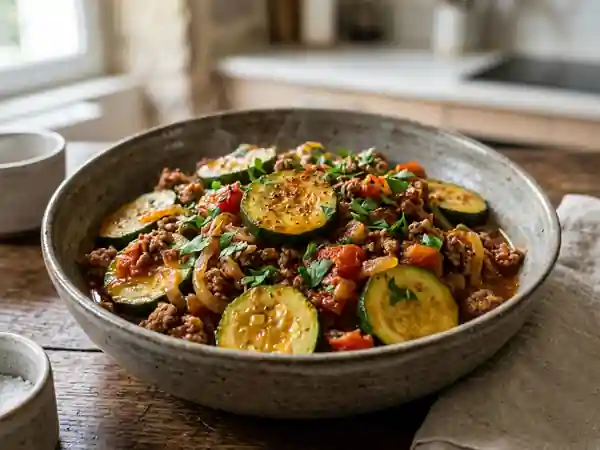 Courgettes à la grecque fondantes et bœuf épicé - Photo de présentation