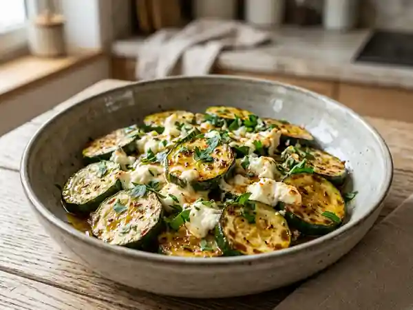 Poêlée de courgettes fondantes au chèvre - Photo de présentation