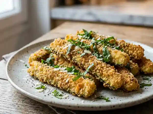 Courgettes frites croustillantes au parmesan - Photo de présentation