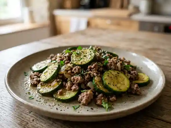 Délicieuses Courgettes Sautées au Bœuf Fondant - Photo de présentation