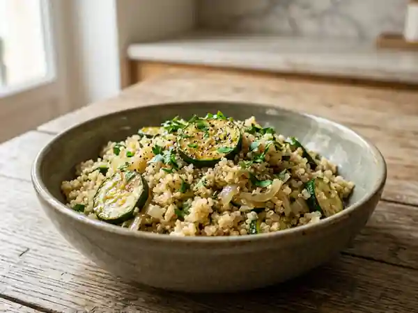 Poêlée de quinoa aux courgettes aillées - Photo de présentation
