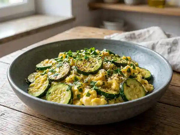 Poêlée de courgettes fondantes aux œufs - Photo de présentation