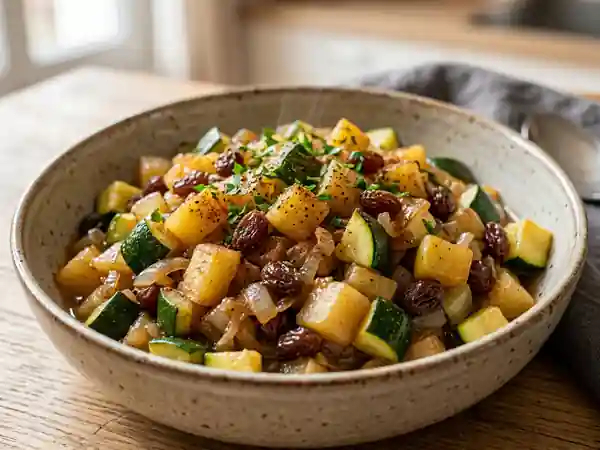 Délicieuses Courgettes Sautées aux Pommes et Raisins - Photo de présentation