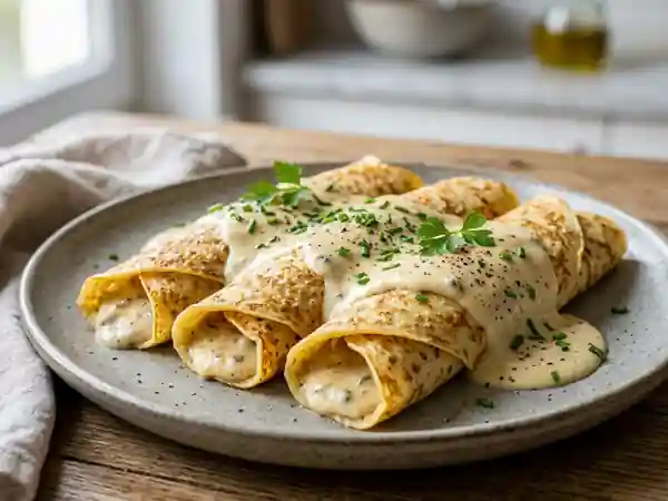 Délicieuses Crêpes à la Béchamel au Roquefort Fondant - Photo de présentation
