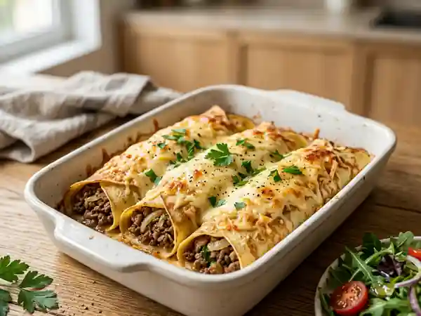 Délicieuses Crêpes Farcies à la Viande Hachée - Photo de présentation
