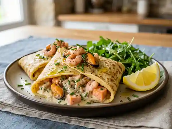 Délicieuses Crêpes Farcies aux Fruits de Mer - Photo de présentation