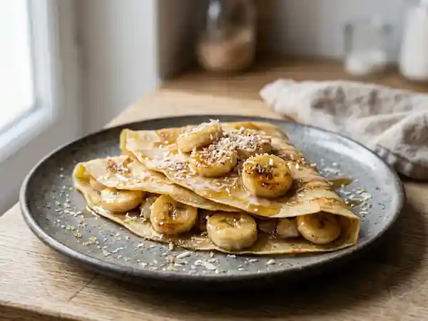 Crêpes Moelleuses Banane et Coco Grillée - Photo de présentation