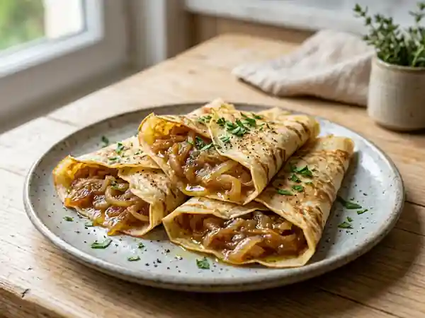 Crêpes dorées à la compotée d'oignons doux - Photo de présentation