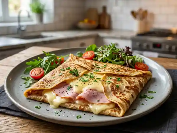 Crêpes jambon fromage au fromage filant - Photo de présentation