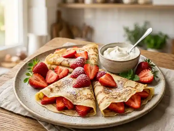 Crêpes Moelleuses aux Fraises Fraîches - Photo de présentation