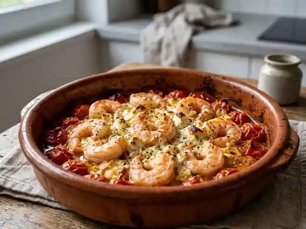 Délicieuses Crevettes à la Feta Fondante et Herbes Fraîches - Photo de présentation
