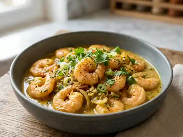 Délicieuses Crevettes au Curry et Lait de Coco : Recette Facile et Savoureuse - Photo de présentation