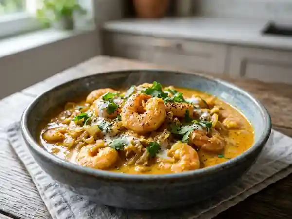 Crevettes au curry et coco onctueuses - Photo de présentation