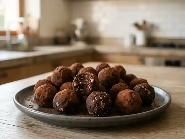 Bouchées fondantes chocolat et noix - Photo de présentation
