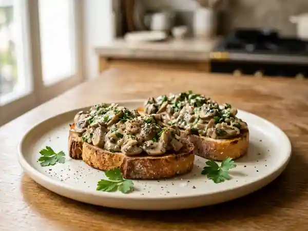 Croûtes aux champignons crémeuses et persillées - Photo de présentation