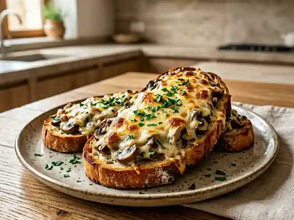 Délicieuses Croûtes aux Champignons Crémeuses et Dorées - Photo de présentation