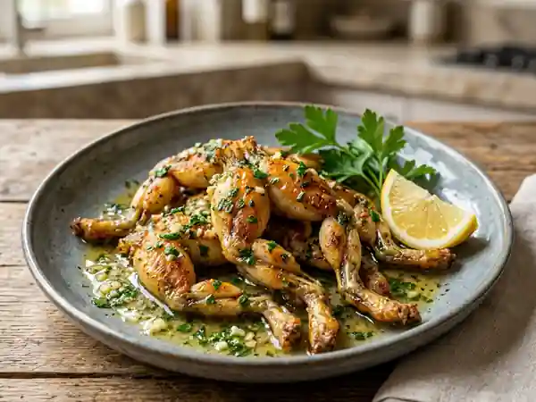 Cuisses de grenouille au beurre d'ail fondant - Photo de présentation