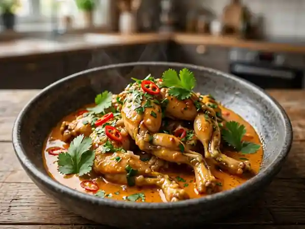 Cuisses de grenouilles au curry et coco fondant - Photo de présentation