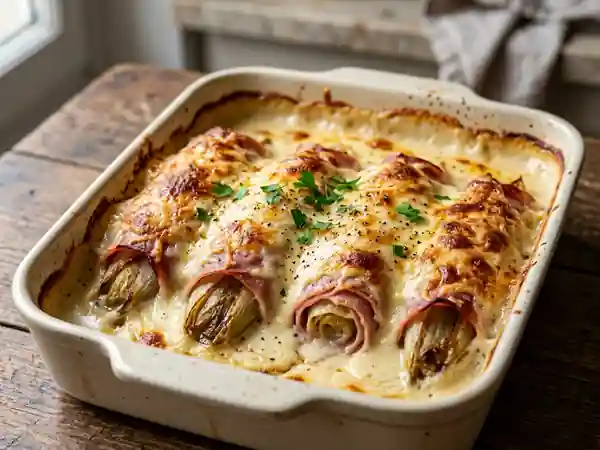 Endives au jambon fondantes et gratinées - Photo de présentation