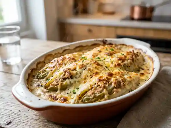 Délicieuses endives au thon gratinées au four - Photo de présentation