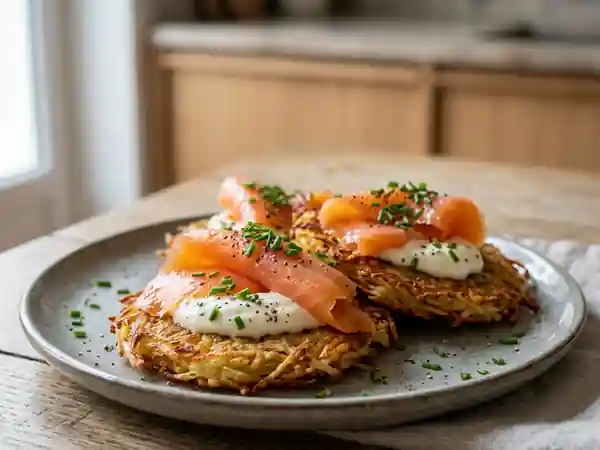 Galettes de pommes de terre au saumon fondant - Photo de présentation