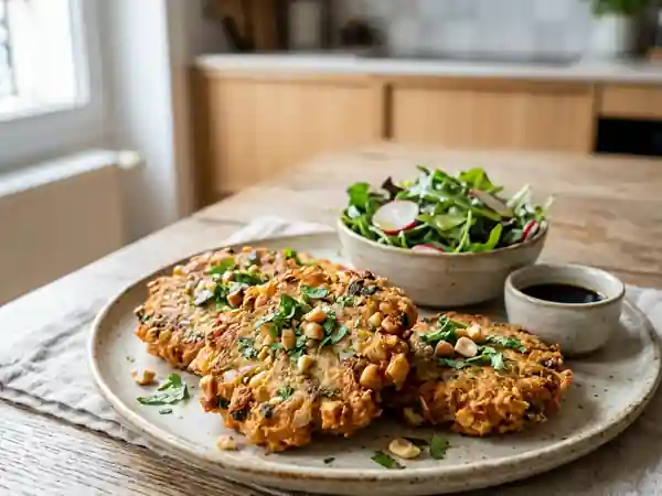 Galettes de tofu croustillantes aux cacahuètes - Photo de présentation