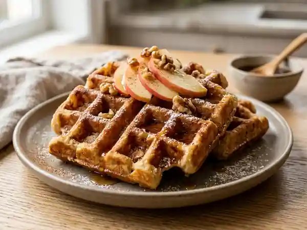 Délicieuses gaufres aux pommes maison pour un goûter gourmand - Photo de présentation
