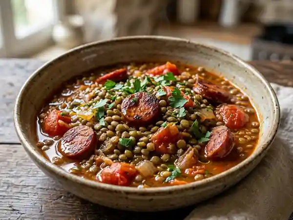 Lentilles fondantes au chorizo et paprika - Photo de présentation