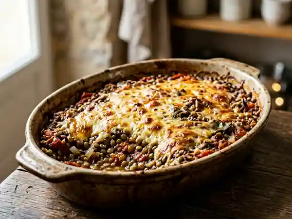 Gratin de lentilles fondant à la tomate - Photo de présentation